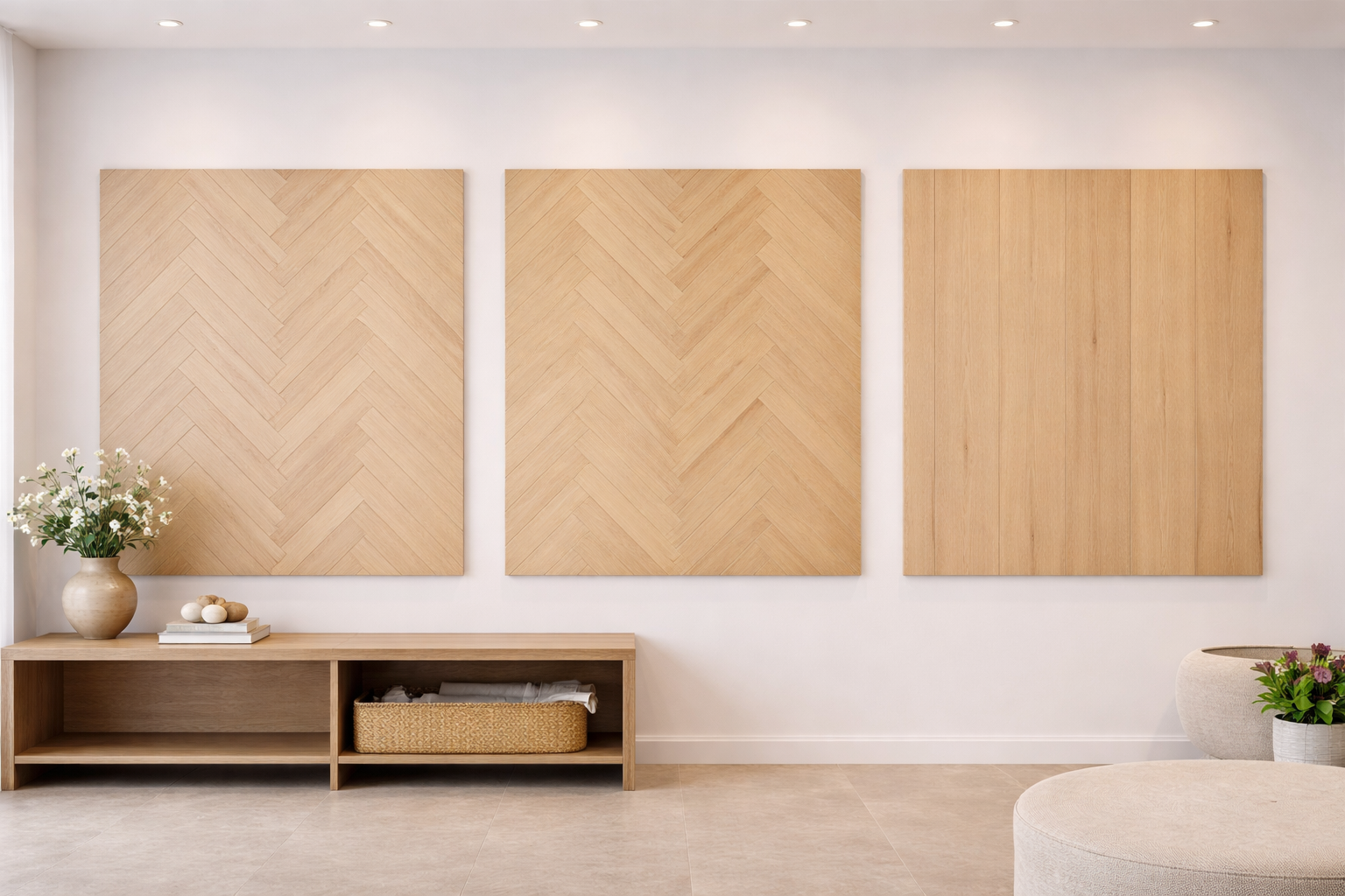 Panneau d'échantillon chêne invisible 1m20 × 1m20