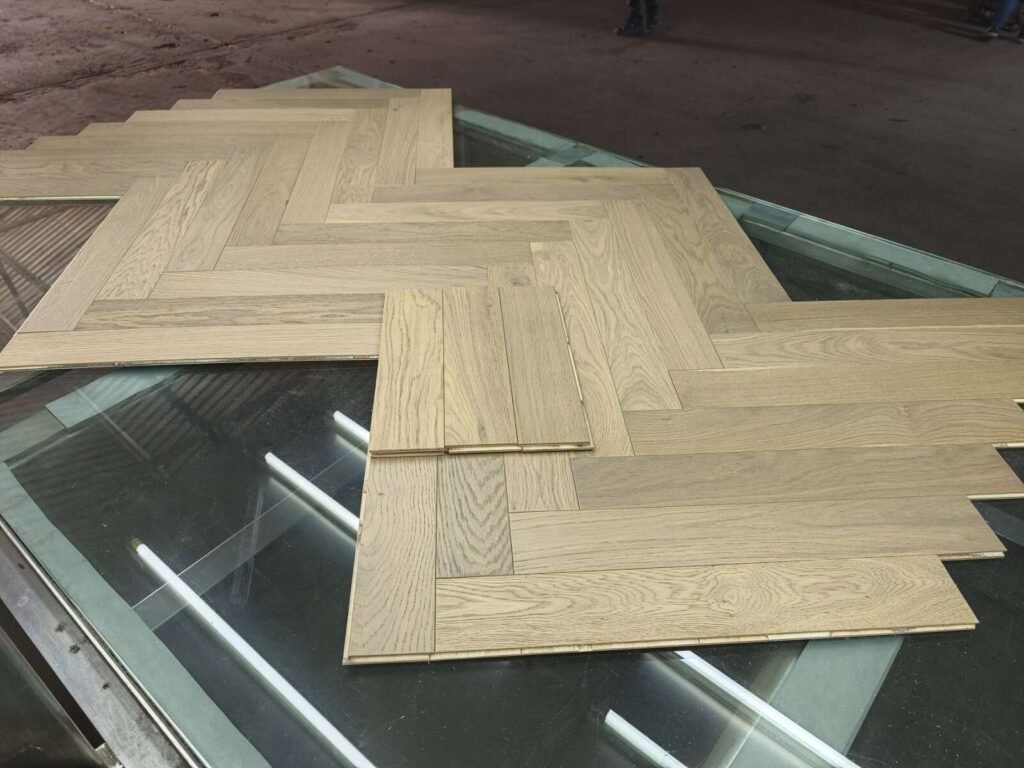 Oak Parquet Builder's Line — Smoked Grey 90×600