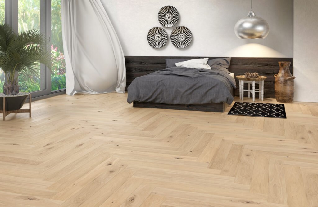 Parquet Chêne Earthquake — Bâton rompu huilé porcelaine 148×1080