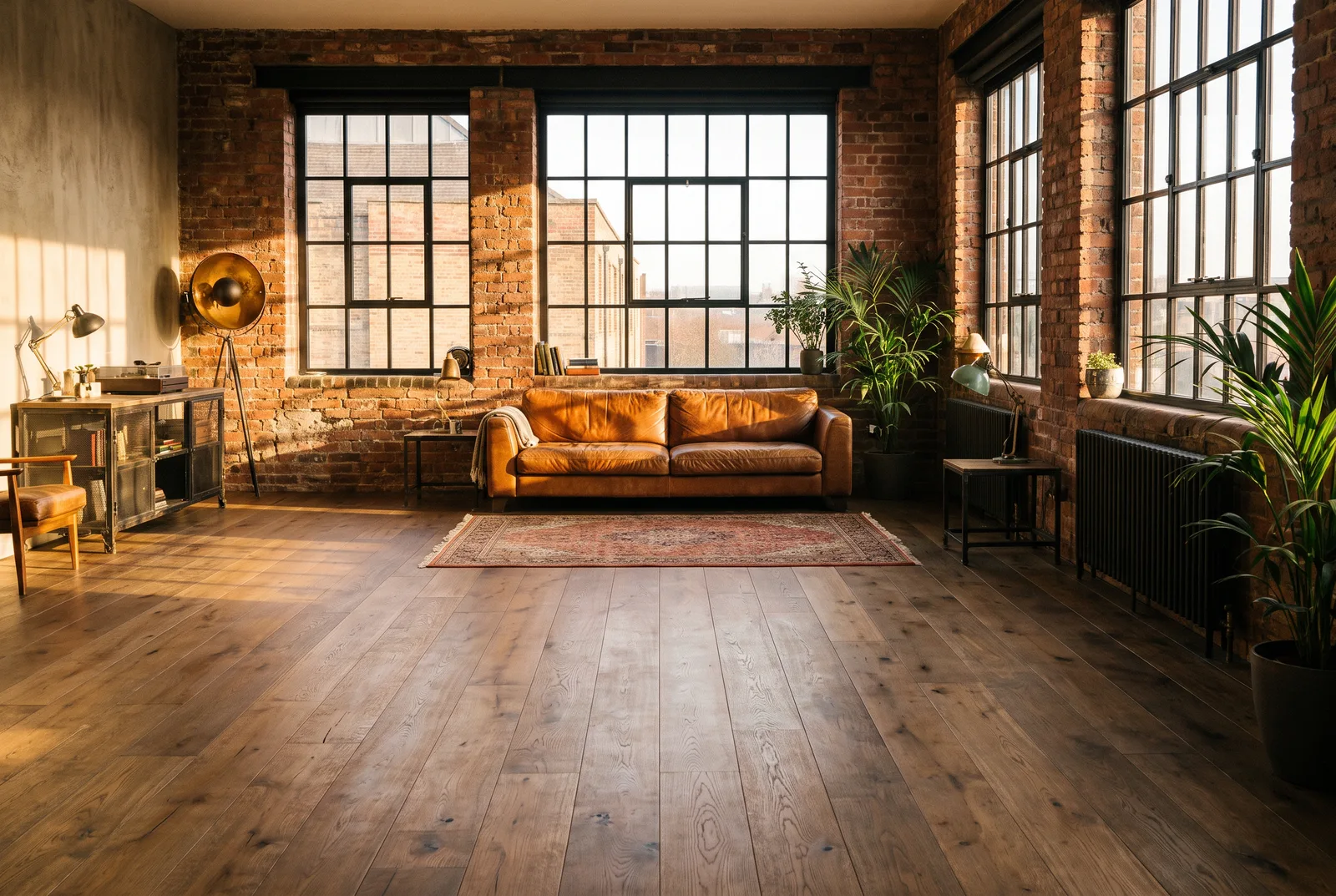 Loft industriel au parquet chêne fumé noueux