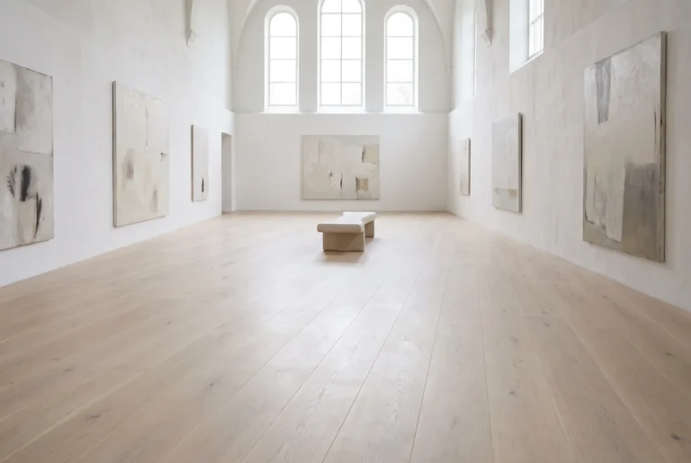 Grand volume aux lames XXL en oak brut verni invisible