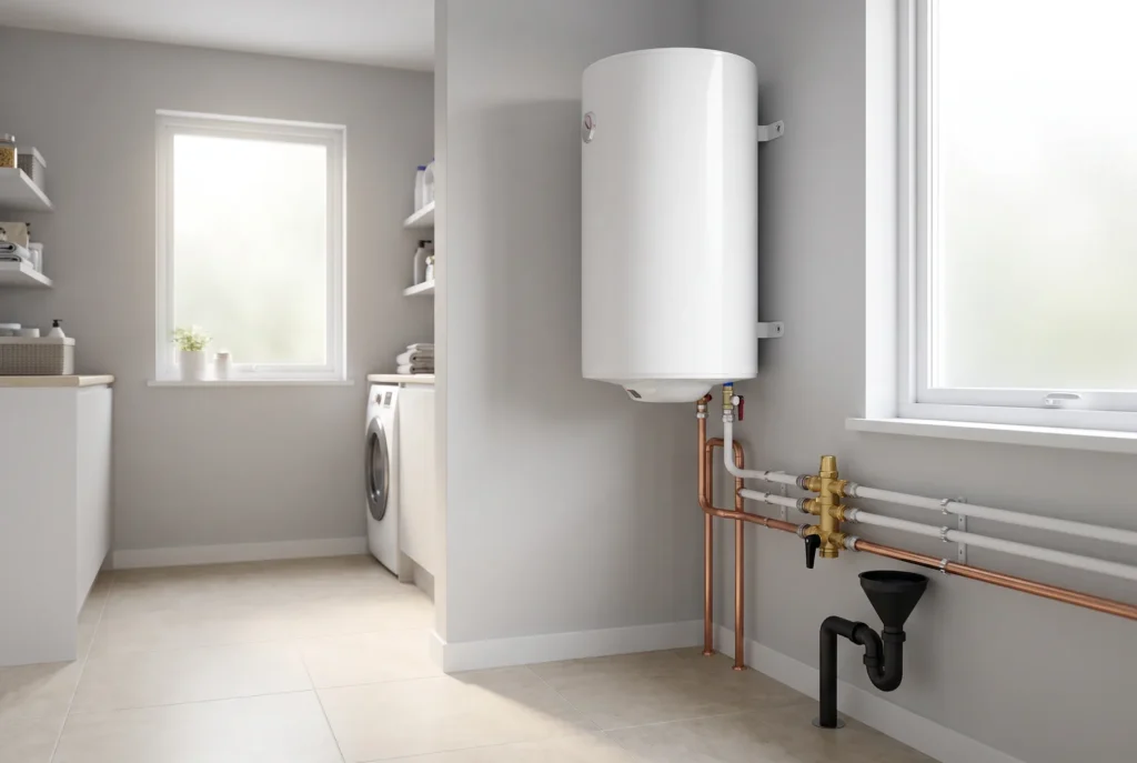 Chauffe-eau électrique installé avec groupe de sécurité