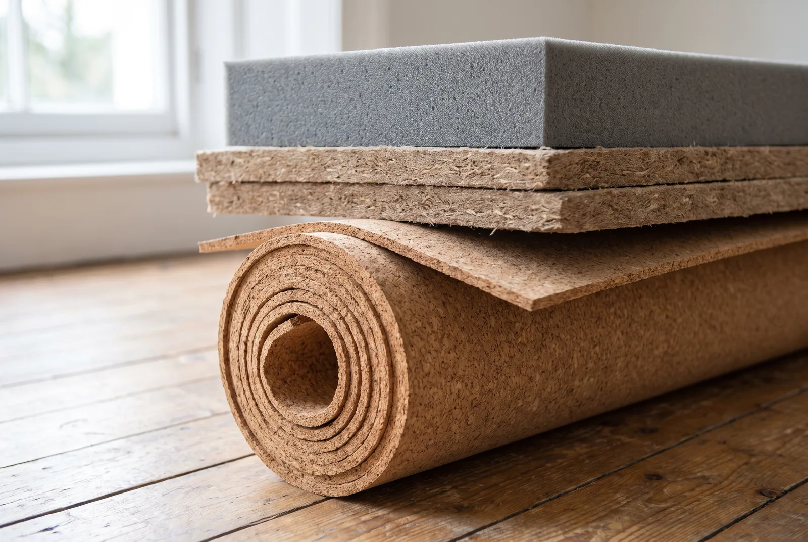 Sous-couches acoustiques liège fibre de bois et mousse