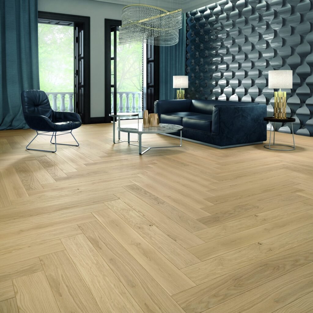 Eiken Parket Classic — Visgraat huilé porcelaine 148×1080