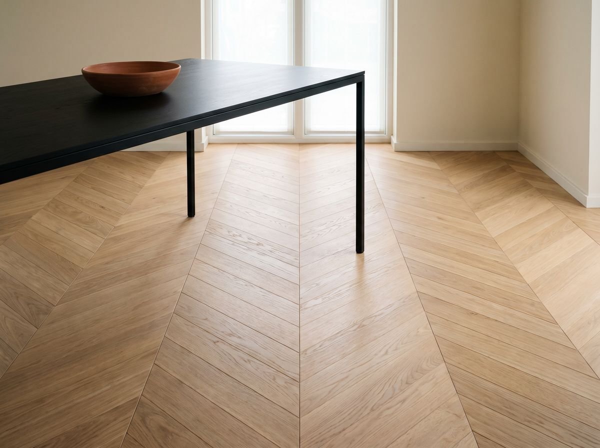 Parquet Eiche verlegt als chevron